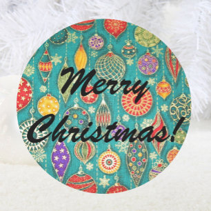 Sticker Rond Arbre de Noël rétro Enveloppe Phoques