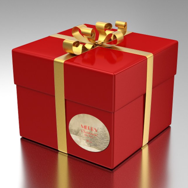 Sticker Rond Arbre de Noël Retro Photo (Créateur téléchargé)