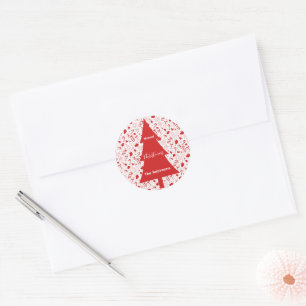 Sticker Rond Arbre de Noël rouge Noël Doodle Art