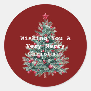 Sticker Rond Arbre de Noël Rouge Vert