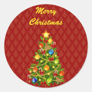 Sticker Rond Arbre de Noël vert