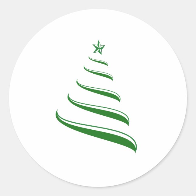 Sticker Rond Arbre de Noël vert classique (Devant)