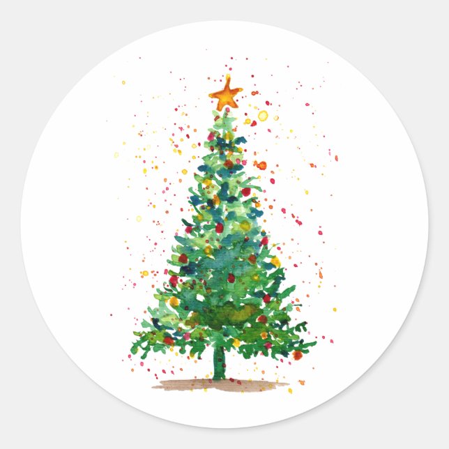Sticker Rond Arbre de Noël vert Waterton (Devant)