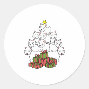 Sticker Rond Arbre de Noël Westie
