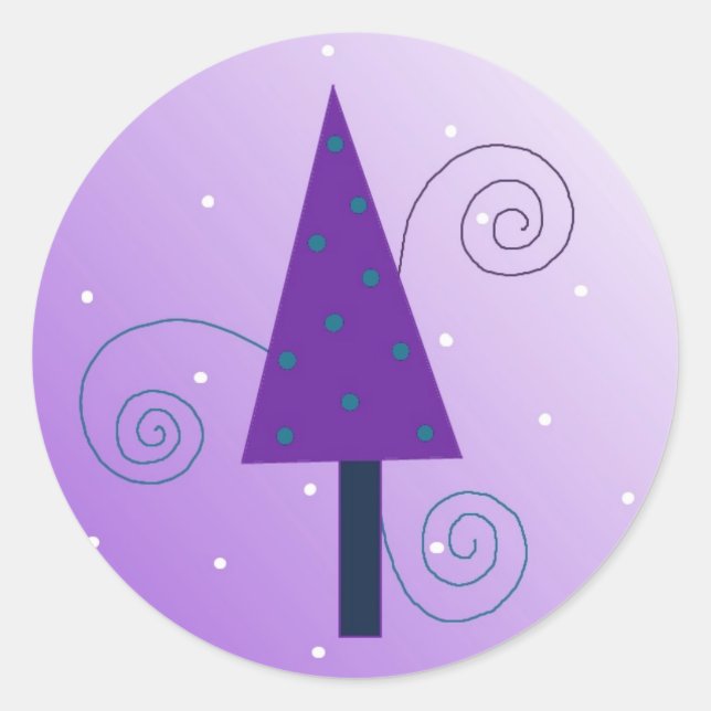 Sticker Rond Arbre de Noël Whimsical (Devant)