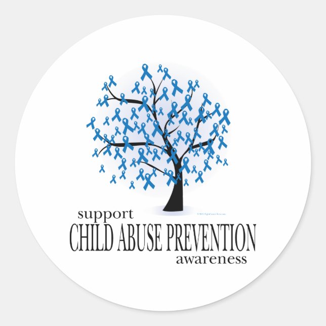 Sticker Rond Arbre de prévention de la maltraitance des enfants (Devant)