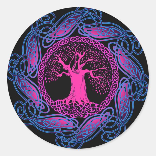 Sticker Rond Arbre de sagesse celtique (version Ultra Violet) (Devant)