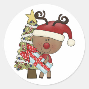 Sticker Rond Arbre de vacances de renne de Rudy
