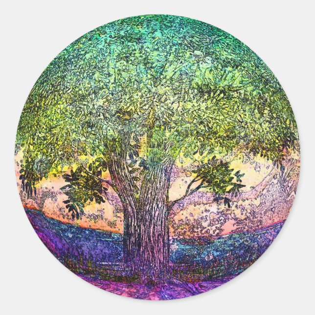 Sticker Rond Arbre de Vérité Chercheur de Vérité (Devant)