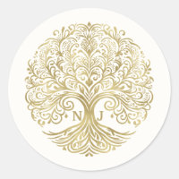 Arbre de Vie Crème & Or Mariage Celtique