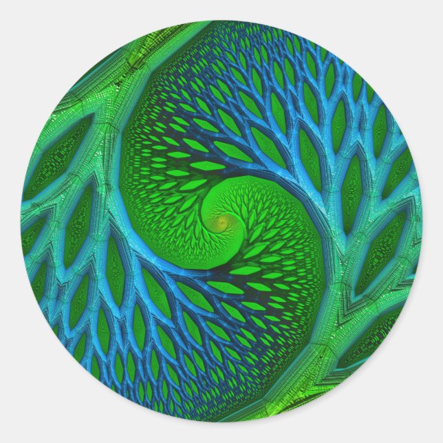 Sticker Rond Arbre De Vie Fractale Spirale (Devant)