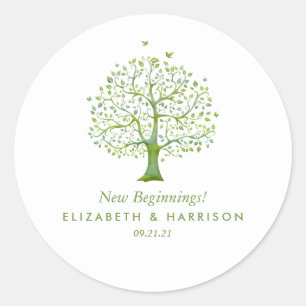 Sticker Rond Arbre de vie, mariage élégant