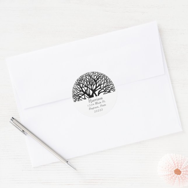 Sticker Rond Arbre de vie Nom et adresse (Enveloppe)
