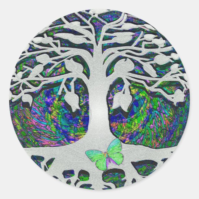Sticker Rond Arbre de vie Nouveaux débuts par Amelia Carrie (Devant)