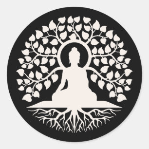 Sticker Rond Arbre de Vie Spirituel Art Bouddha