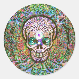 Sticker Rond Arbre de vie, Yin Yang Eyes, Crâne