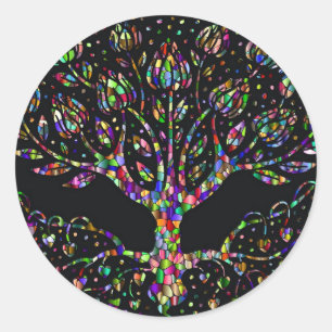 Sticker Rond Arbre En Verre De Faux De Prospérité