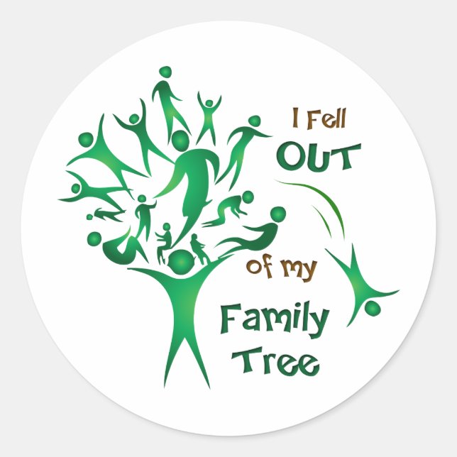 Sticker Rond Arbre familial amusant (Devant)