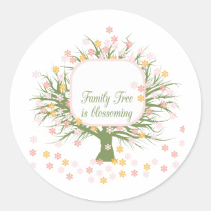 Sticker Rond Arbre familial en floraison