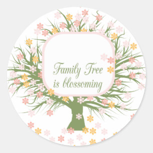 Sticker Rond Arbre familial en floraison