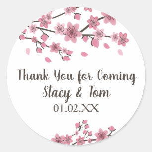 Sticker Rond Arbre Fleur de Cerisier Rose Mariage