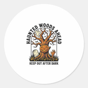 Sticker Rond Arbre Hanté Effrayant Chemise d'Avertissement Hall