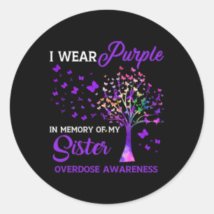Sticker Rond Arbre Je Porte Violet Mémoire De Soeur Surdose Con