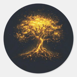 Sticker Rond Arbre lumineux de la vie - Mystique et Enchantant