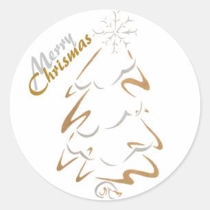 Sticker Rond Arbre-Noël Gold & Silver