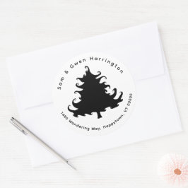 Sticker Rond Arbre noir - Adresse de retour Enveloppe ronde
