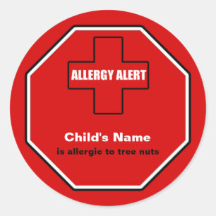 Sticker Rond Arbre Nuts Allergy Alerte Médicale Personnalisé St