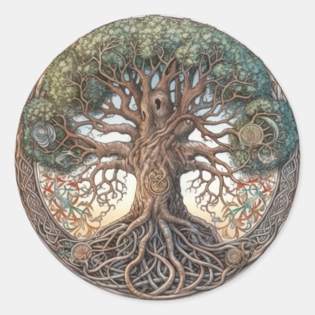 Sticker Rond Arbre païen de vie (Devant)