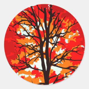Sticker Rond Arbre rouge