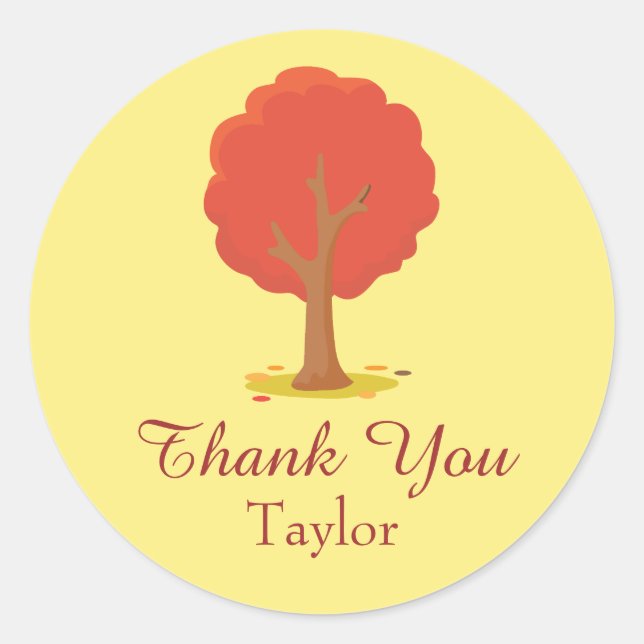 Sticker Rond Arbre rouge Merci (Devant)