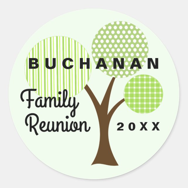 Sticker Rond Arbre vert de la Réunion de famille Whimsical à mo (Devant)