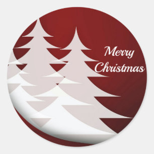 Sticker Rond Arbres blancs modernes Noël Red Graphisme