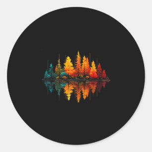 Sticker Rond Arbres de forêt lac réflexion faune extérieur