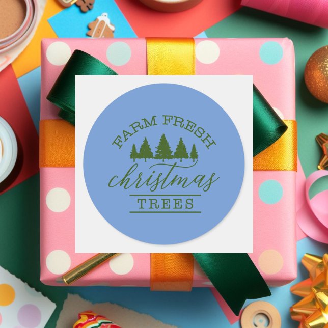 Sticker Rond Arbres de Noël frais de ferme (Créateur téléchargé)