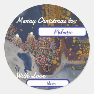 Sticker Rond Arbres de Noël la nuit