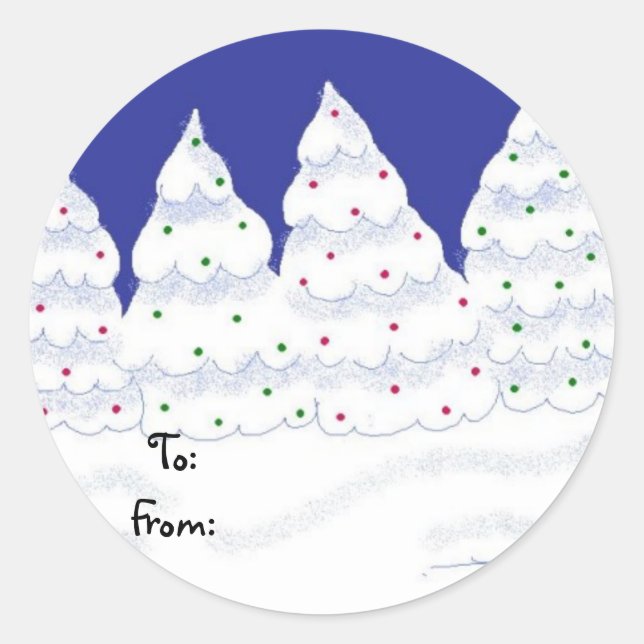 Sticker Rond Arbres enneigés (Devant)