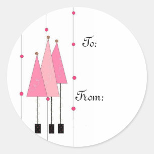 Sticker Rond Arbres fantaisistes roses