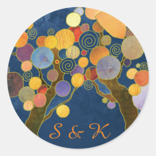 Sticker Rond Arbres uniques Mariage bleu Favoriser