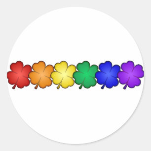 Sticker Rond Arc en arc-en-ciel quatre feuilles
