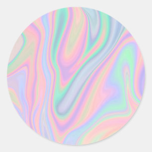 Sticker Rond Arc-en-ciel Abstrait coloré liquide