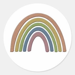 Sticker Rond Arc-en-ciel avec Faux Rustic Paper Texture