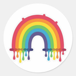 Sticker Rond Arc-en-ciel avec gouttes de peinture lgbtq+