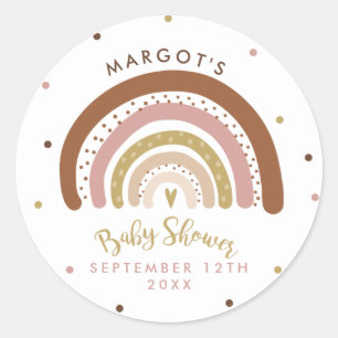 Sticker Rond Arc-en-ciel Baby shower Muet Pastel Arc-en-ciel