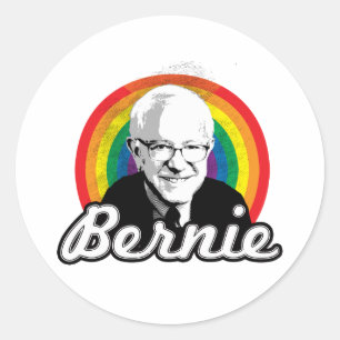 Sticker Rond Arc-en-ciel Bernie - Politique LGBT -