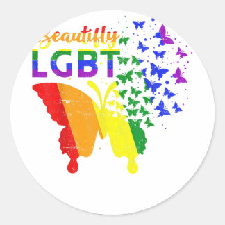 Sticker Rond Arc-en-ciel Bouton LGBT