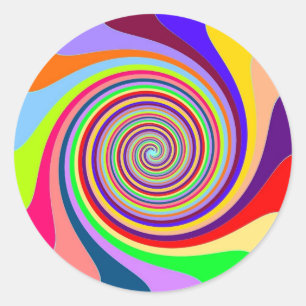 Sticker Rond Arc-en-ciel brillant psychédélique pop art